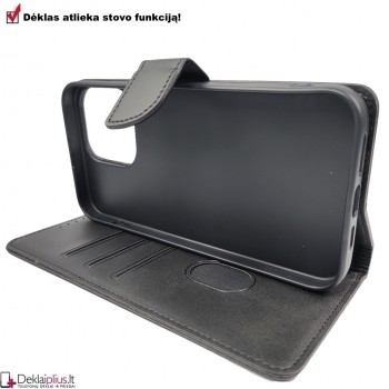Dirbtinos odos dėklas su 4 skyreliais - juodas (Apple Iphone 15 Pro Max) Dirbtinos odos dėklas su 4 skyreliais - juodas (Apple Iphone 15 Pro Max)